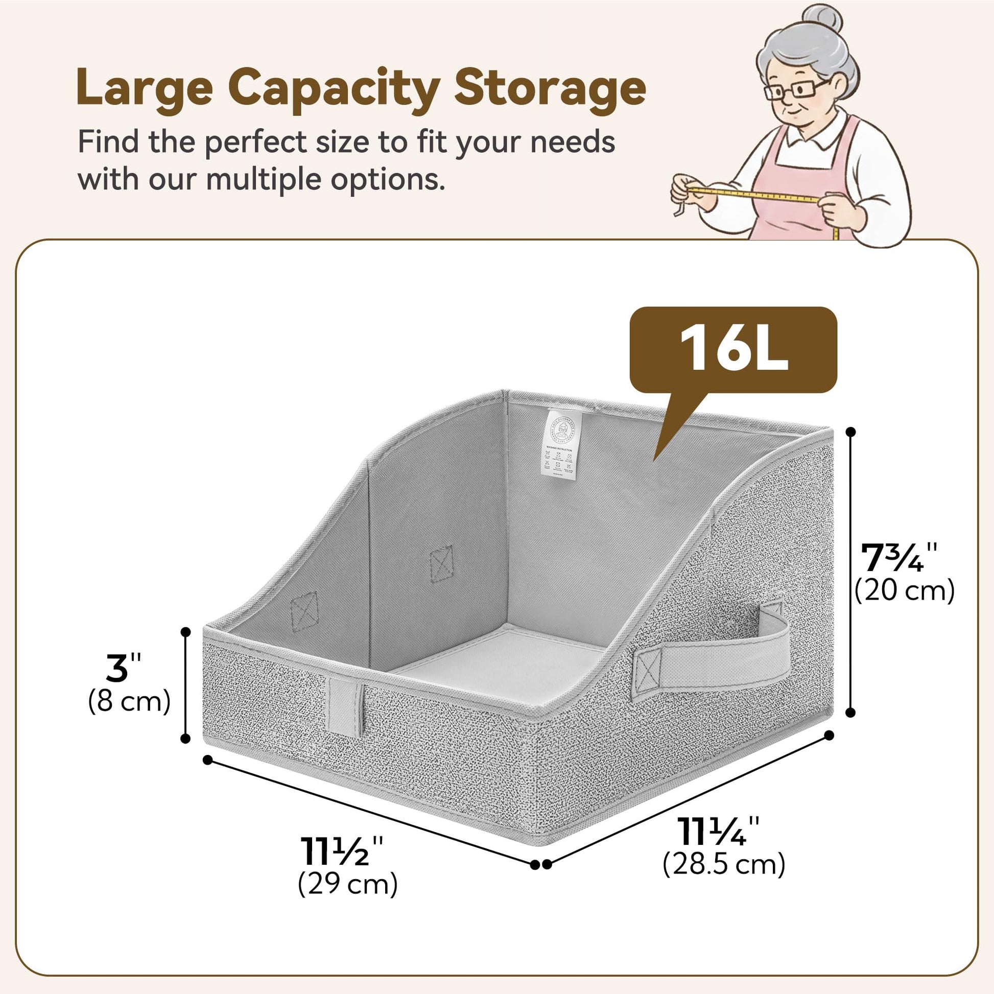 GRANNY SAYS Trapezoid Closet Storage Bins, Small, Gray, 3-Pack