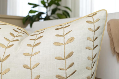 VAGMINE Embroidered Lollipop Pillow Cover - 18x18 Inches Square - 100% Cotton Ivory Decorative Cushion Cover - Sophisticated Embroidery - Neutral Aesthetic for Sofa, Couch, Bed, Living Room