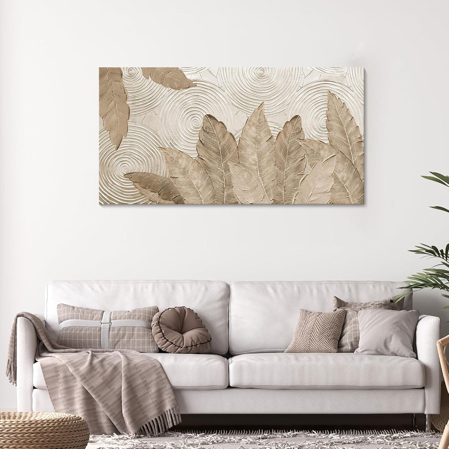 Minimalist & Modern Art for Bedroom Decor Framed Abstract Artwork for Walls Neutral & Contemporary Beige Wall art - Artwork for Living Room and Boho Style Large Abstract Wall Art 20×40IN