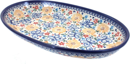 Blue Rose Polish Pottery Butterfly Oval Platter