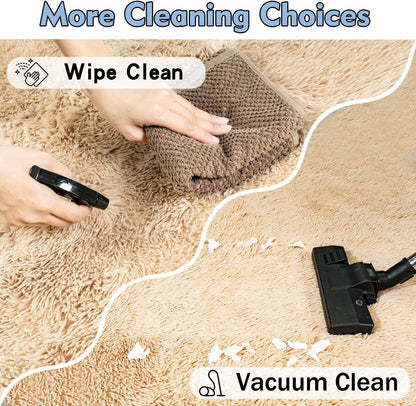 Rezutan Fluffy Rug for Living Room Bedroom Soft Modern Shaggy Fuzzy Kids for Living Room, Cute Room Decor, Plush Indoor Nursery Home Decor Bedside with Non-Slip Bottom, Beige, 4 X 6 Feet