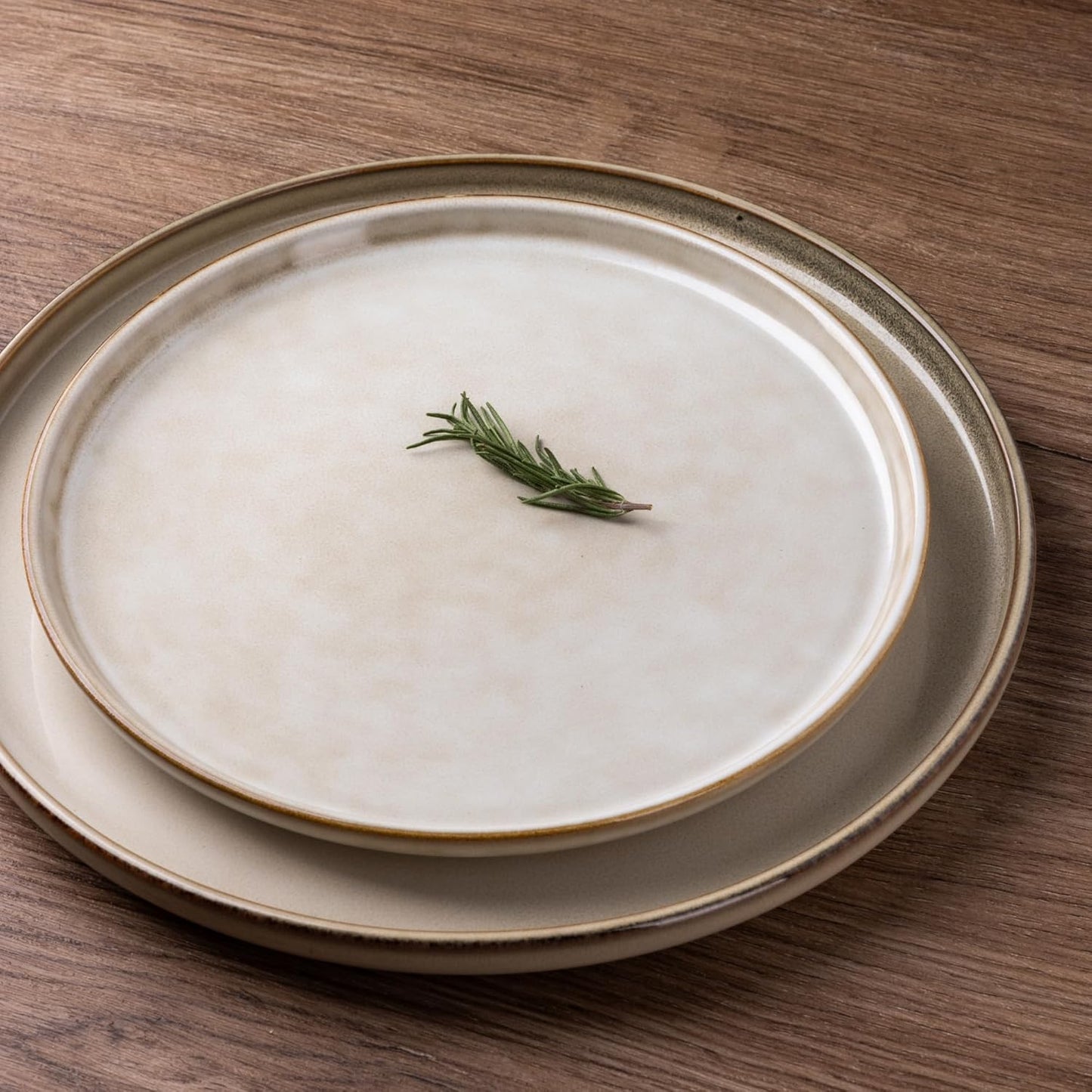 GBHOME Ceramic Dinnerware Sets for 4, 12 Pieces Stoneware Plates and Bowls Sets, Scratch Resistant Dishes, Dishwasher & Microwave Safe, Reactive Glaze-Cappuccino