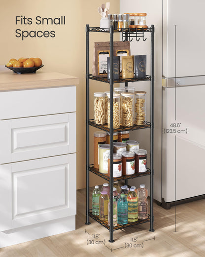 SONGMICS Storage Shelf, Bathroom Storage Rack, 5 Tier, Ink Black