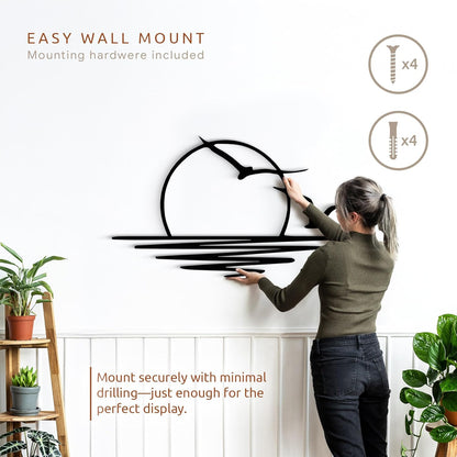 Wita Home Sunset with Seagulls Metal Wall Mounted Art, Handcrafted Metal Home Decor with Static Powder Coating, Eye-Catching Addition to Living Room Decor, Modern Beach Decor for Indoor and Outdoor Spaces, Perfect Housewarming Gift (40 x 20 inches)