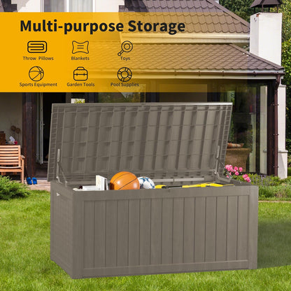 270 Gallon Lockable Resin Deck Box, Waterproof & UV-Resistant Outdoor Storage Box for Outdoor Cushion Storage, Garden Tools & Pool Accessories Storage, Gray