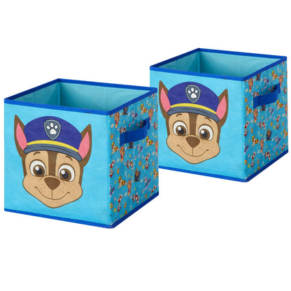 Nickelodeon Paw Patrol Kids Storage Cubes, 2 Pack Foldable Fabric Bins with Handles, Collapsible