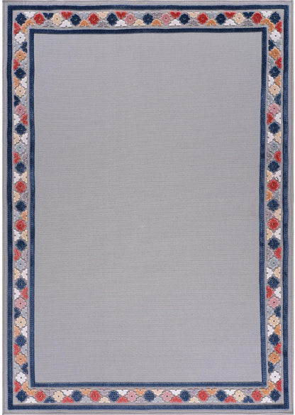 Beverly Rug Outdoor Rug 8x10 Modern Bordered Area Rugs for Indoor and Outdoor Patio Easy to Clean Non Shedding Living Room Porch Garden Washable Outside Carpet (8 x 10 Gray)