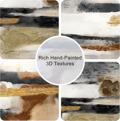 Modern Abstract Framed Canvas Wall Art Set, Neutral Textured Wall Decor, Boho Minimalist Gold and Gray Wall Painting for Living Room, Bedroom, Dining Room, Office - 16" x24" x3