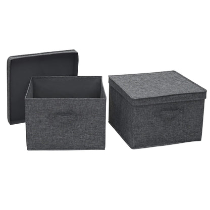 Household Essentials Square Fabric Storage Bins with Lids, Graphite, Set of 2