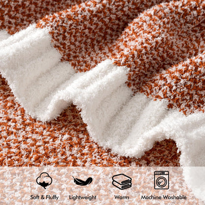 MIULEE Fall Burnt Orange Super Soft Throw Blanket for Bed, Twin Size Cozy Fluffy Warm Blankets Knit Blankets for Couch, Sofa, Chair, Living Room, Camping, Picnic, 60 x 80 inch