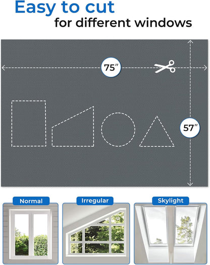 Sumobaby Blackout Curtains Portable 75"x57",Black Out Window Cover with Heat-Resistant Hook&Loop Tapes,100% Blackout Blinds,Blinds for Windows Easy to Cut Fit for Bedroom,Nursery and TV Room(Gray)