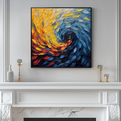 Framed Blue Modern Abstract Wall Art, Minimalist Large Canvas Paintings Artwork for Walls, Blue Yellow Art Prints Pictures for Living Room, Hallway, Bedroom, Office, Bathroom Wall Decor -24x24 Inch