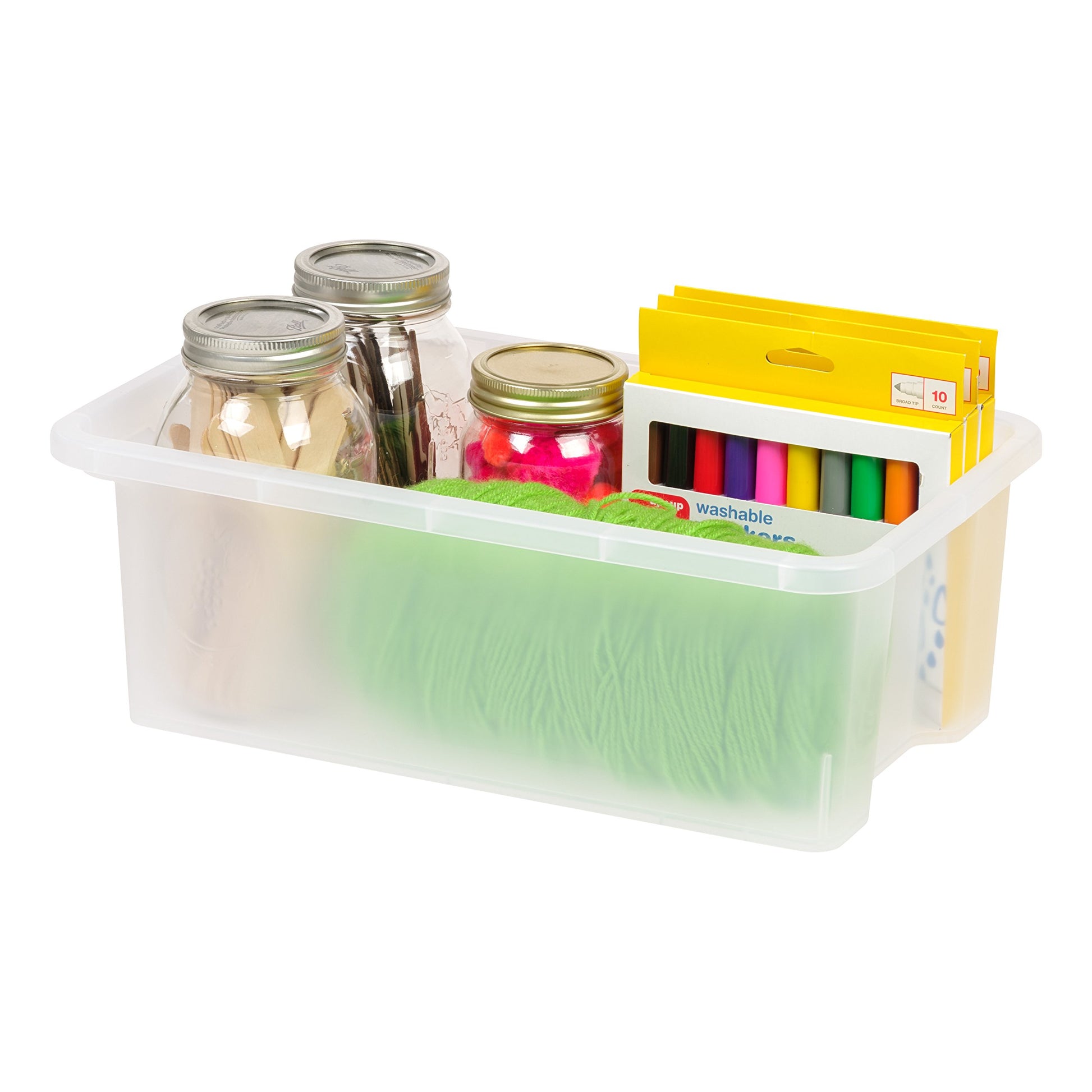 IRIS USA 12-Pack, Small Plastic Storage Bins, Stackable Organizer, Clear