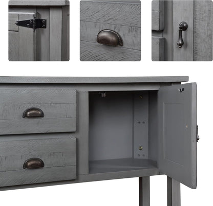 Solid Wood Farmhouse Console Table Sofa Table with Storage Drawers and Shelves for Storage Entry Hallway Foyer Sofa Side Table(48" Gray)
