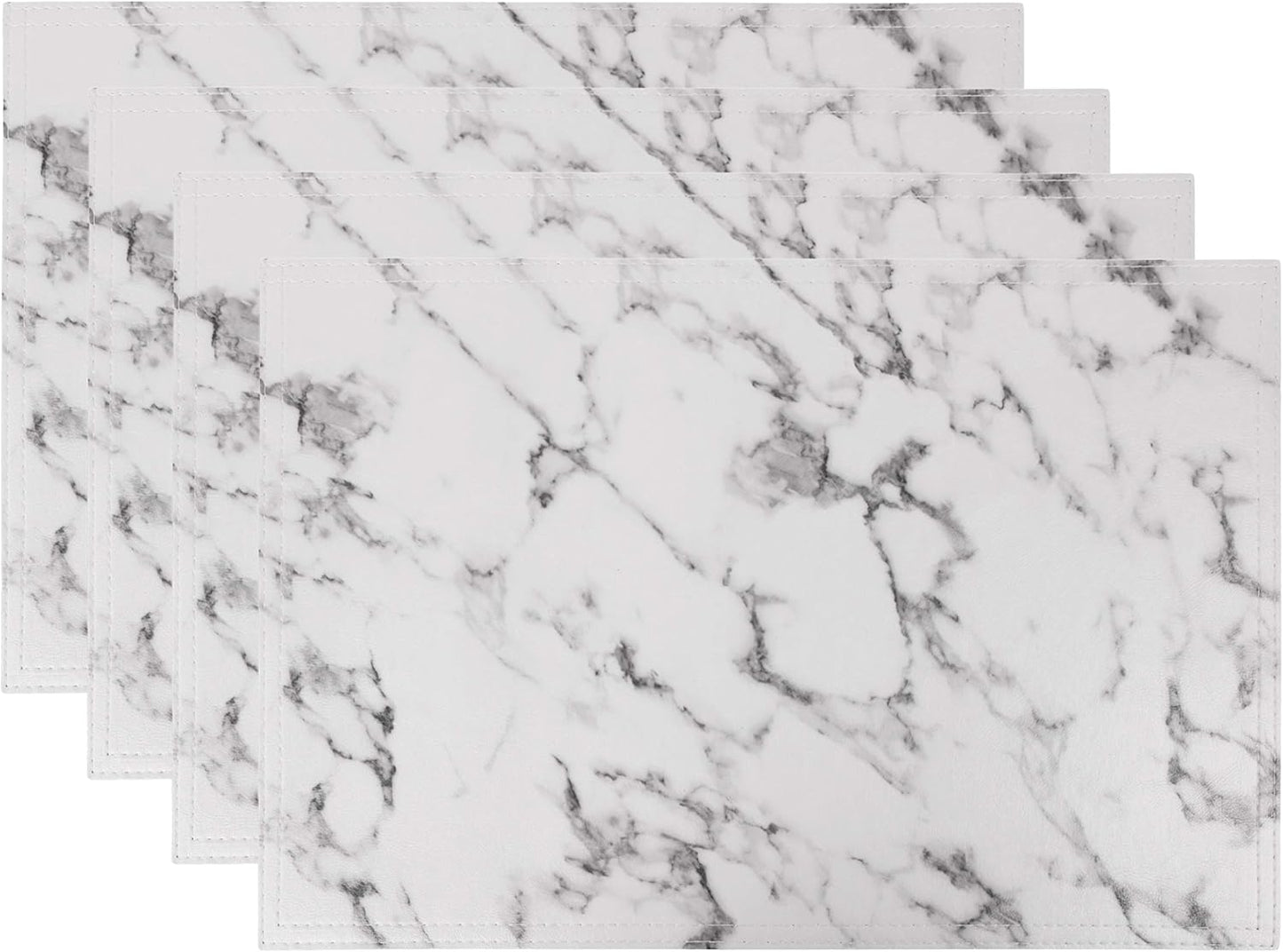 Marble Faux Leather PU Placemats, Set of 4, Washable, Stain Resistant for Dining Room Kitchen Table Decor
