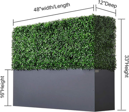 AGPL Upgraded Artificial Boxwood Hedge Wall with Gray Color Planter Box (33.5" Height 48" Width 12" Deep) …
