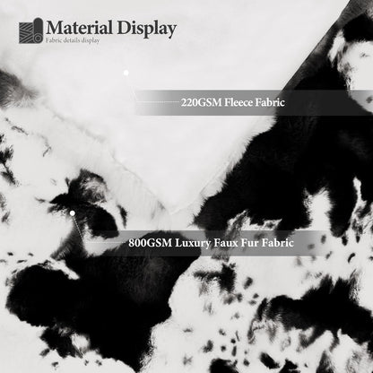 Touchat Cow Print Blanket for Couch, Faux Fur Throw Blanket, Super Heavy Warm Cozy Blankets for Bed Sofa, Bubble Plush Fuzzy Soft Mink Blanket for Living Room Bedroom, Cow Black