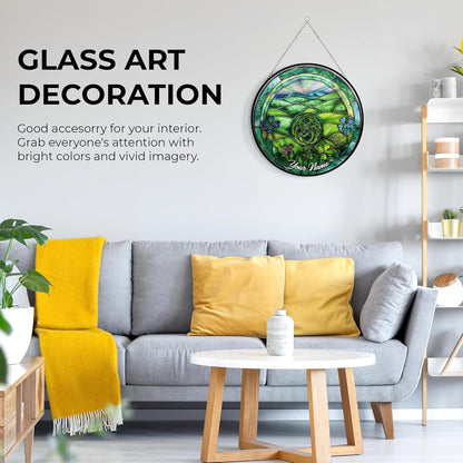 Ireland Stained Glass Sun Catcher, Custom Name Wall Hanging Colored Decor Room Indoor Window Decor, Halloween, Christmas Hanging Ornament Mother Day