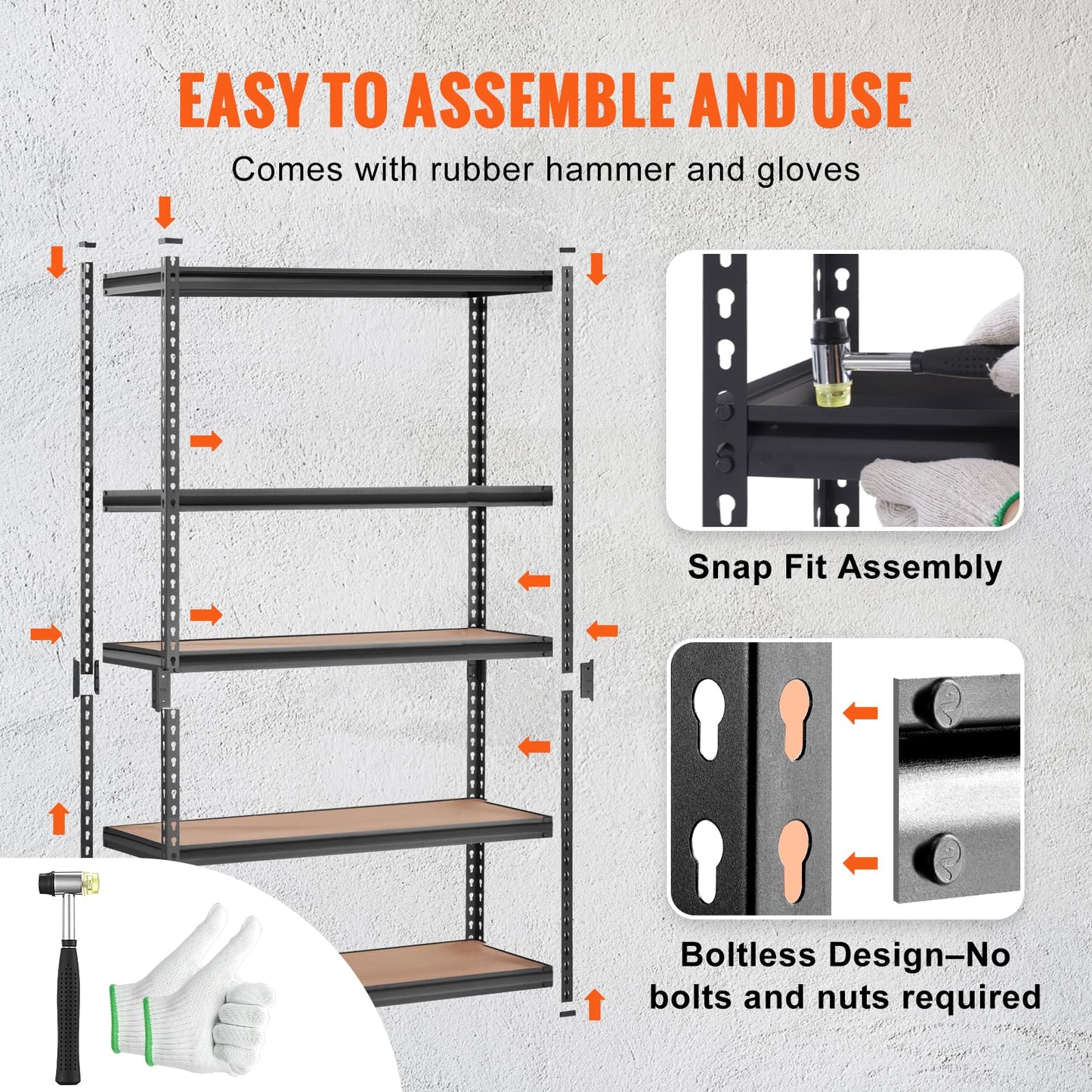 VEVOR Storage Shelves 5-Tier Adjustable 2000 lbs 48"x24"x72" Shelving Unit