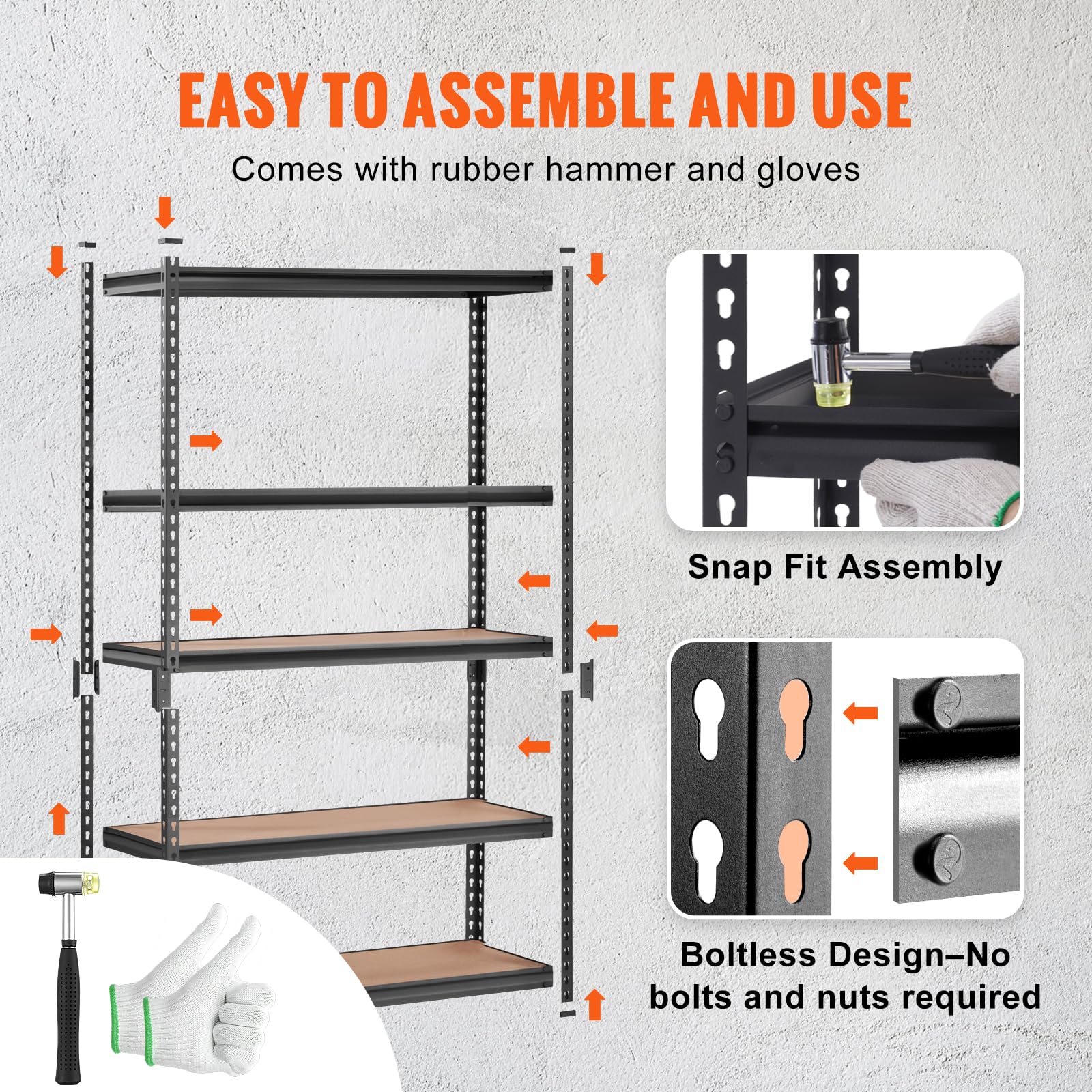 VEVOR Storage Shelves 5-Tier Adjustable 2000 lbs 48"x24"x72" Shelving Unit