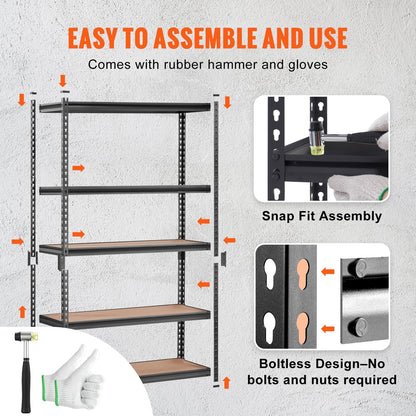 VEVOR Storage Shelves 5-Tier Adjustable 2000 lbs 48"x24"x72" Shelving Unit