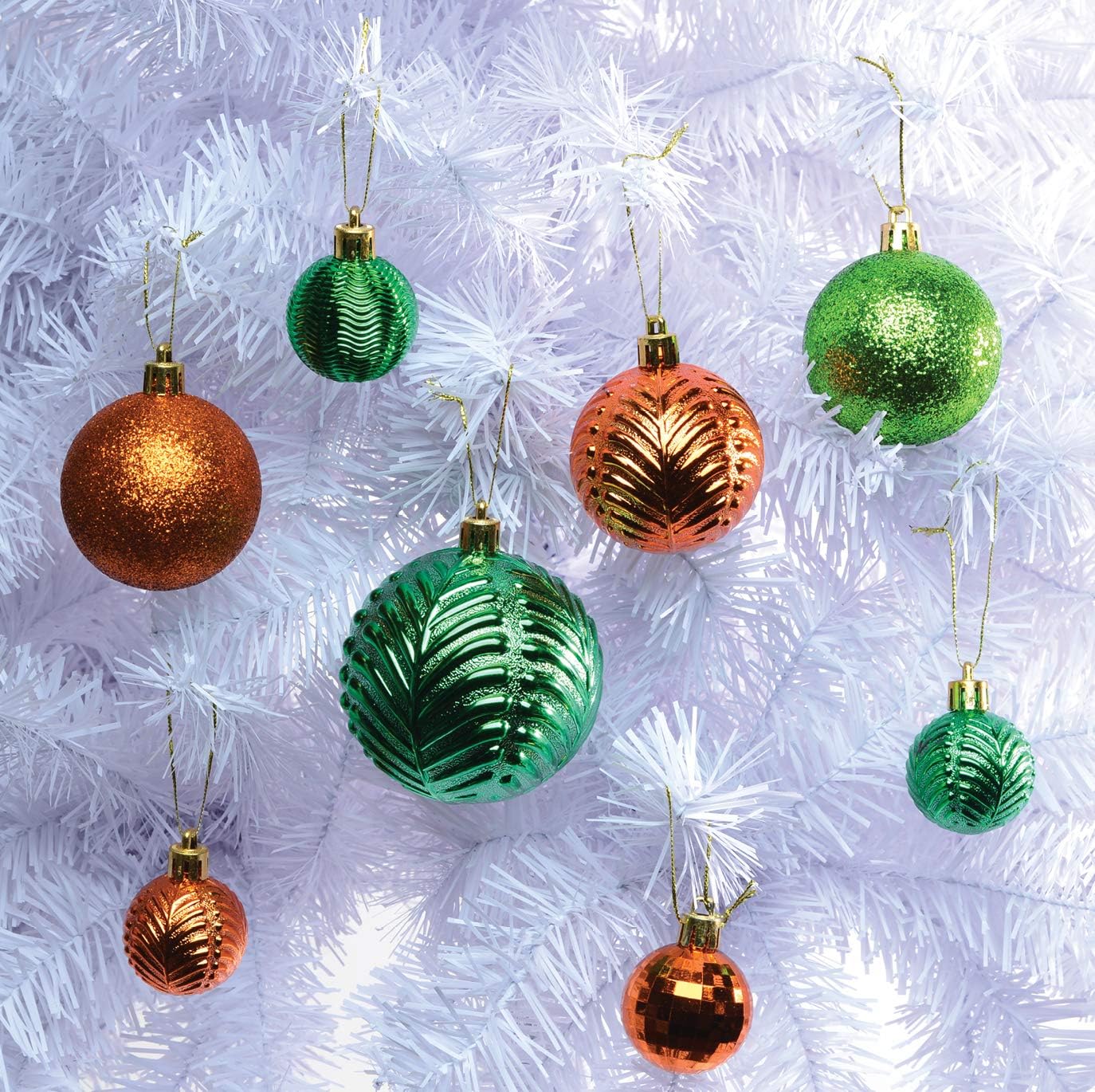 PREXTEX Christmas Tree Ornaments - Copper Orange Christmas Ball Ornaments Set for Christmas, Holiday, Wreath & Party Decorations (36 pcs - Small, Medium, Large) Shatterproof, 3 Size Combo