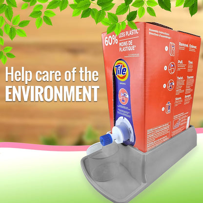 Skywin Laundry Detergent Holder For Eco Box Laundry Soap Dispenser with Easy-to-Store Package - Less Plastic Liquid Detergent Dispenser (Grey)