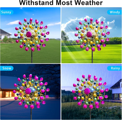 Large Wind Spinners Outdoor Solar Garden Decor Light - Unique Ferris Wheel Shaped Colorful Windmill, Durable Waterproof Design for Garden, Lawn, Patio