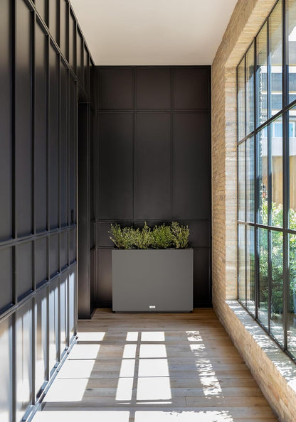 Veradek Block Series Span Plastic Planter - Tall Rectangular Planter for Indoor or Outdoor Patio/Porch | Durable All-Weather with Removable Insert Bucket | Modern Design for Plants, Flowers, Garden