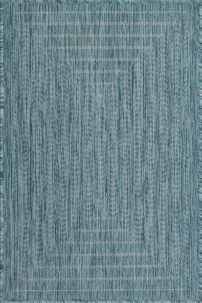 Adiva Rugs Outdoor Indoor Area Rug, Weather Resistant, Easy to Clean, Stain Resistant Floor Mat for Dining Room, Backyard, Deck, Patio (Aqua Weiss, 2' x 3')
