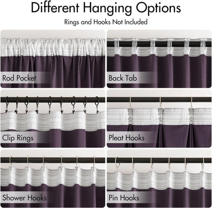 MIULEE Purple Velvet Curtains 90 inches 2 Panels - Luxury Room Darkening Window Drapes for Bedroom Living Room Thermal Insulated Super Soft Blackout, Back Tab Rod Pocket Pinch Pleated, W52 x L90