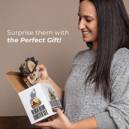 Bear Coasters Set of 6 Full Size Rustic Coasters in Handmade Canoe with Adorable Black Bear Figurines | Black Bear Log Cabin Decorations, Rustic Lodge Decor for The Home