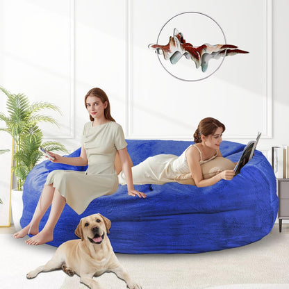 Bean Bag Chair for Adults 6FT,Soft Removable Cover for Teens/Girls Bedroom,Fluffy Giant Round Floor Beanbag Lounger Chairs (No Filler,Sapphire)