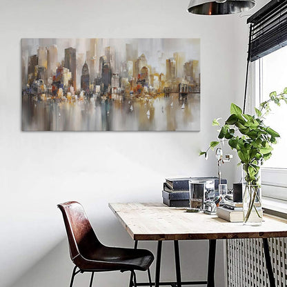 New York City Wall Art - Modern Abstract Wall Art for Living Room, Office & Bedroom Cityscape & Paintings for Bedroom brooklyn bridge Wall Art Pictures Wall Decor Chicago Artwork for Walls 24×48IN