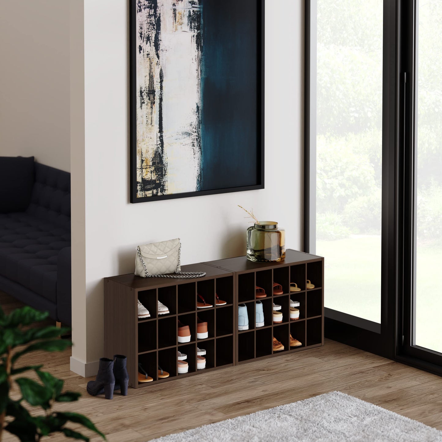ClosetMaid 15 Cube Stackable Storage Organizer for Shoes, Bags, Crafts, Hobbies with Wood Shelves
