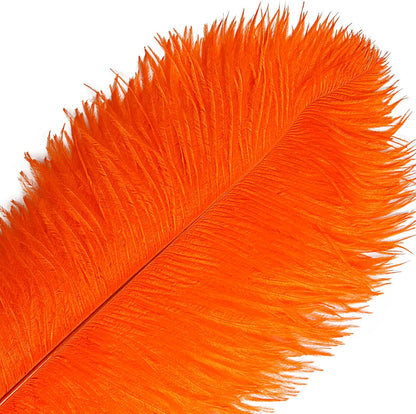 THARAHT Orange Ostrich Feathers 12pcs Large Natural Bulk 12-14Inch 30cm-35cm for Wedding Party Centerpieces Halloween and Home Decoration Feathers
