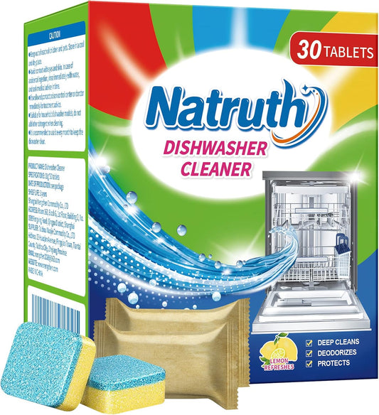 NATRUTH Dishwasher Cleaner And Deodorizer Tablets -30 Pack for Deep Cleaning, Deodorizing &