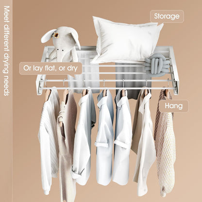 Wall Mounted Drying Rack,Drying Rack Clothing,Collapsible Hanging Racks for Laundry(35.5"-White)