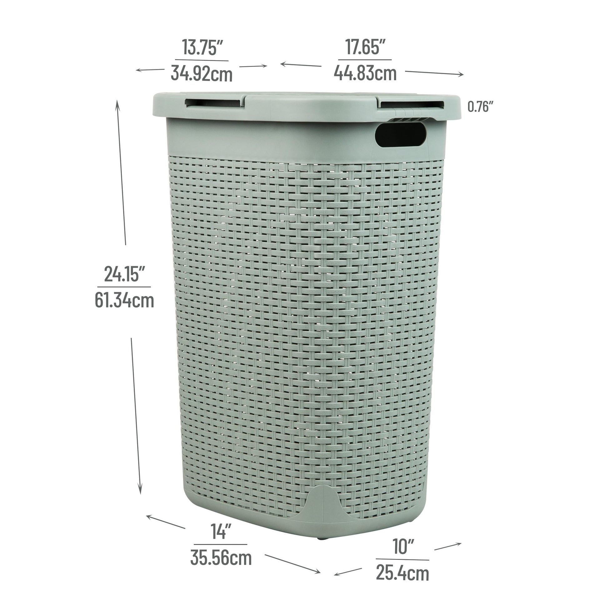 Mind Reader Slim Laundry Hamper with Lid, 60L Tall Clothes Basket, Narrow Tapered Design for