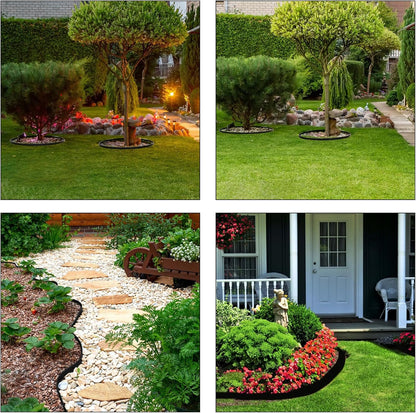 Landscape Edging 66ft, 2IN Tall Garden Edging with 60pcs Archoring Spikes, Flexible Lawn Edging Borders Kits, Plastic Edging for Landscaping, Garden Fence, Flower Beds, Paving Edging, Black