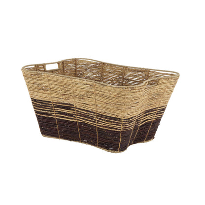 Deco 79 Seagrass Handmade Decorative and Functional Storage Basket Oversized Color Block Basket