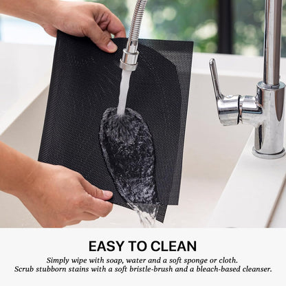 LEXMORE Placemats Set of 8 Vinyl/Plastic Woven Place Mats for Kitchen Table Indoor/Outdoor Washable Placemat Wipeable Dining Table Mats(Black)