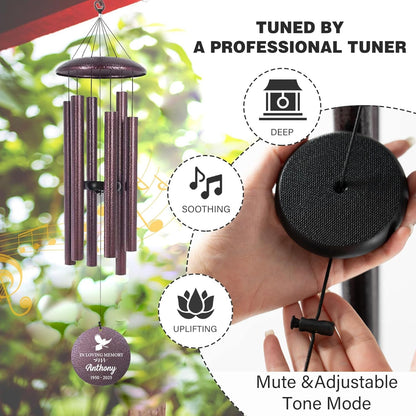 ASTARIN Large Engraving Wind Chime Memorial, Personalized Windchimes in Memory of a Loved One, Loss of Mother Lover Sympathy Gifts, Remembrance Gift for Loss Wife Husband(Produced in USA)