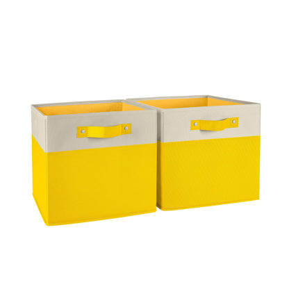RiverRidge Two-Tone Folding Storage Bins - 2-pack of 10in Tall Yellow Cubes