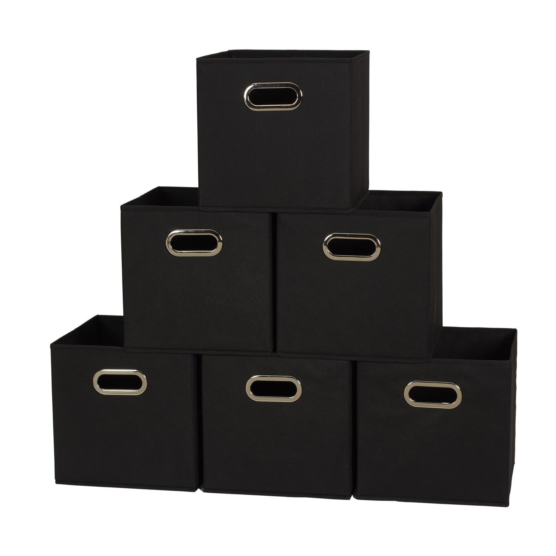 Household Essentials Foldable Fabric Storage Bins 6 Piece Set, Strong Poly-Woven Fabric, Sturdy