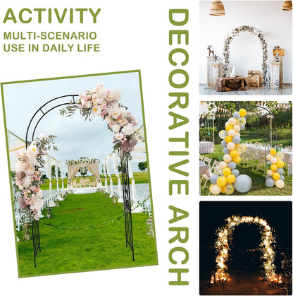 Outvita 7.3FT Garden Arch Arbor, Heavy Duty Metal Arbour Archway, Decorative Frame Stand Trellis with Ground Stakes for Wedding Ceremony Party Plant Climbing Rose Vines Lawn Patio Black