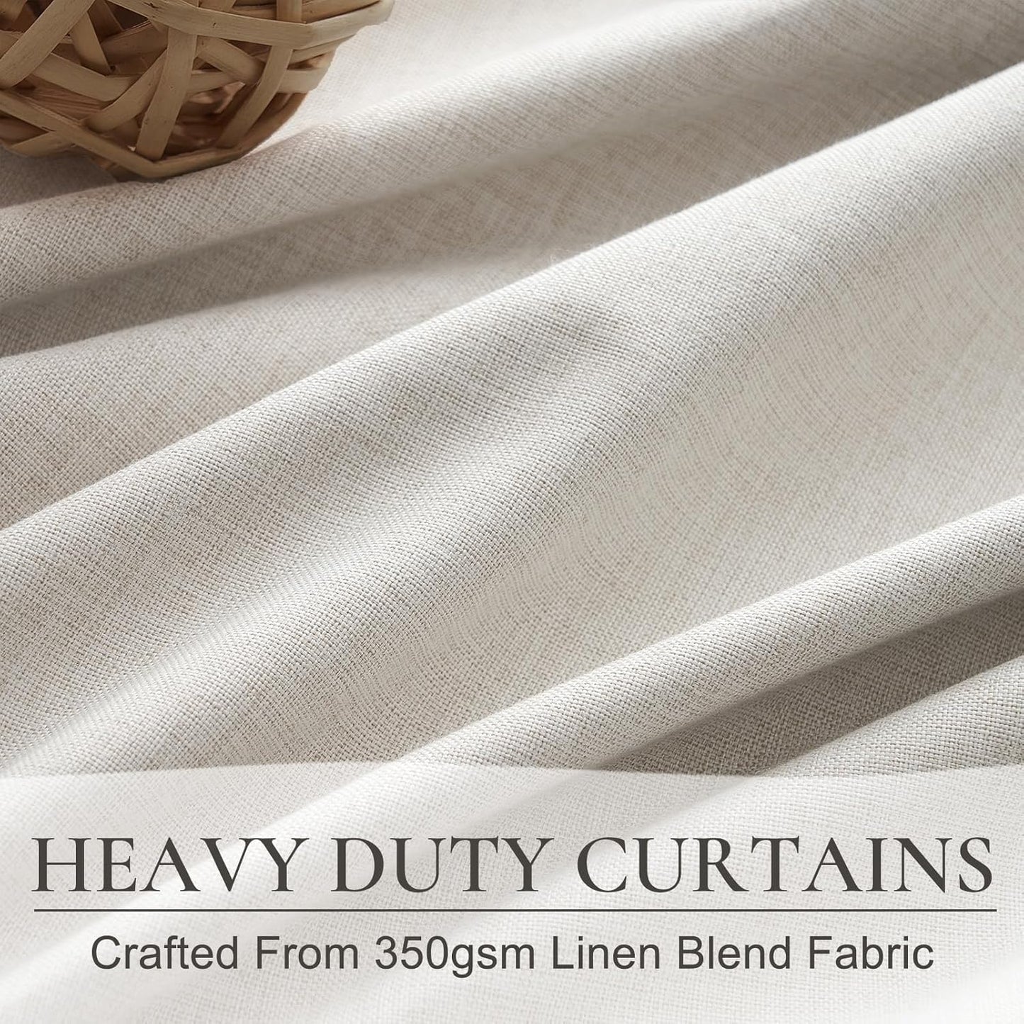 Blackout Curtains 70 Inches Total 140 width Extra Wide Pinch Pleated Long Curtain for Living Room, Cream Natural Linen Viral Curtain Room Darkening Insulated Windows Drapes (70"Wx102"Lx 2Panels)