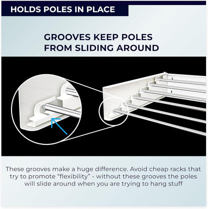 MODERN-X Wall Mounted Clothes Drying Rack with 6 Swivel arms, 35”Wide, 26 Linear ft of Laundry Drying Rack Space, 6 Collapsible Aluminum rods, 2X Drying Capacity, Space Organizer Holds up to 60lbs