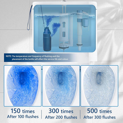 Toilet Bowl Cleaner Bottle, Automatic Toilet Bowl Cleaner Tablets in Bottle, Easy to Use, Long-Lasting Effect Toilet Cleaners Drop in Tank, Blue, 2 Bottles
