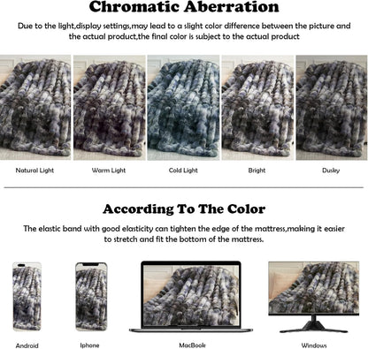 NEWCOSPLAY Faux Fur Twin Blanket Tie-dye Grey Luxury Fluffy Thick Warm Bubble Blanket for Couch Sofa Bed 700GSM (Tie-dye Grey, Twin(60"x80"))